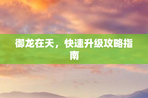 快速升级攻略指南图片