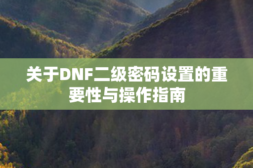 关于DNF二级密码设置的重要性与操作指南图片