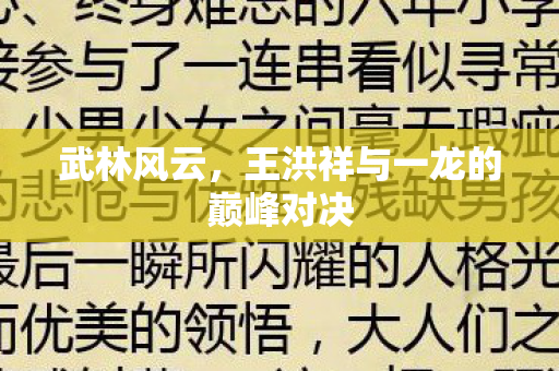 王洪祥与一龙的巅峰对决图片