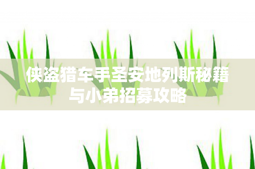 侠盗猎车手圣安地列斯秘籍与小弟招募攻略图片