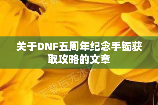 关于DNF五周年纪念手镯获取攻略的文章图片