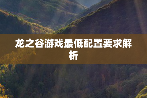 龙之谷游戏最低配置要求解析图片