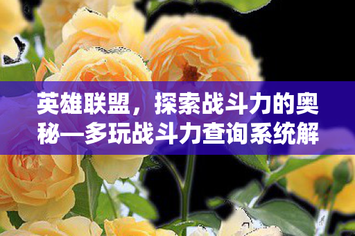 多玩战斗力查询系统解析图片