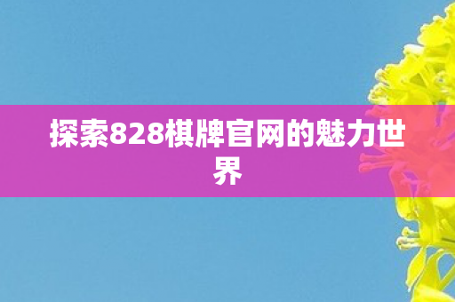 探索828棋牌官网的魅力世界图片