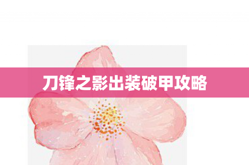 刀锋之影出装破甲攻略图片