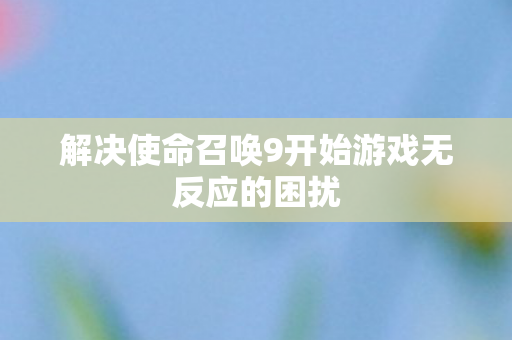 解决使命召唤9开始游戏无反应的困扰图片