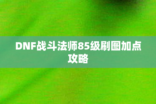 DNF战斗法师85级刷图加点攻略图片