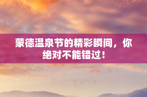 蒙德温泉节的精彩瞬间图片