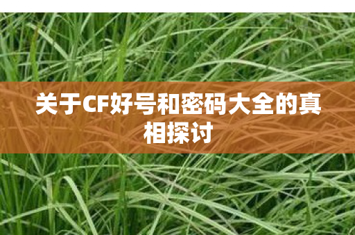 关于CF好号和密码大全的真相探讨图片