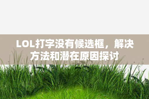 LOL打字没有候选框,解决方法和潜在原因探讨 LOL打字没有候选框,解决方法和潜在原因探讨