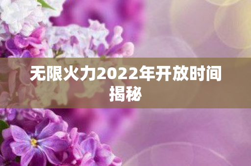 无限火力2022年开放时间揭秘图片