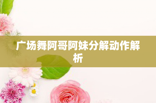 广场舞阿哥阿妹分解动作解析图片