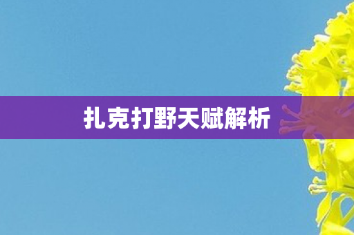 扎克打野天赋解析图片