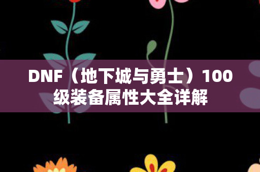 100级装备属性大全详解图片