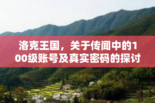 关于传闻中的100级账号及真实密码的探讨图片