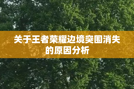 关于王者荣耀边境突围消失的原因分析图片
