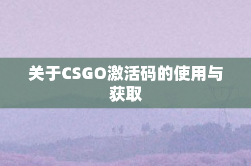 关于CSGO激活码的使用与获取图片