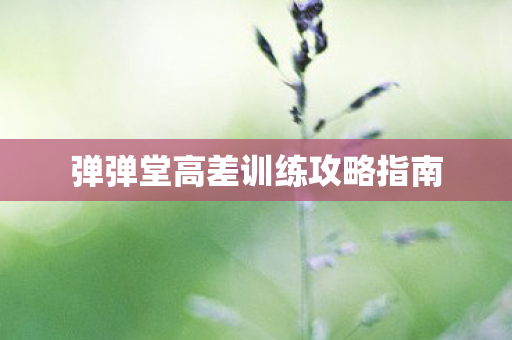 弹弹堂高差训练攻略指南图片