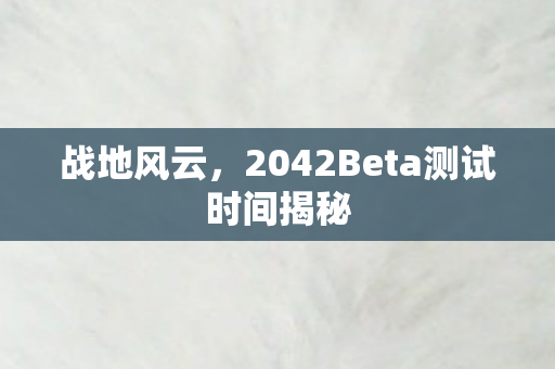 2042Beta测试时间揭秘图片