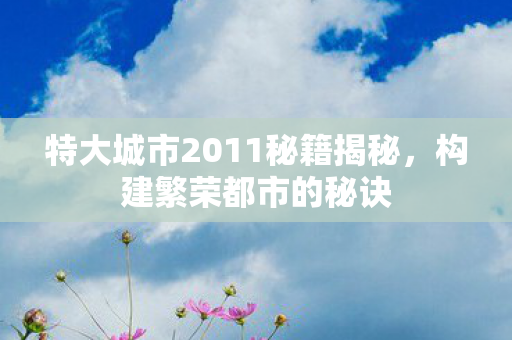 特大城市2011秘籍揭秘图片