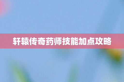 轩辕传奇药师技能加点攻略图片