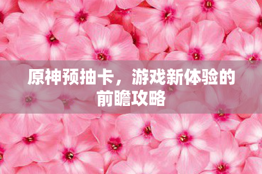 游戏新体验的前瞻攻略图片