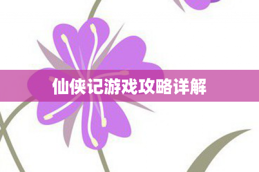 仙侠记游戏攻略详解图片
