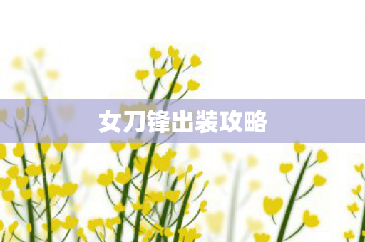 女刀锋出装攻略图片