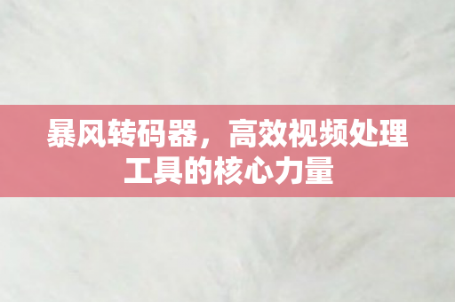 高效视频处理工具的核心力量图片