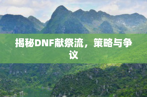揭秘DNF献祭流图片