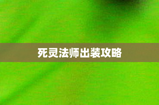 死灵法师出装攻略图片