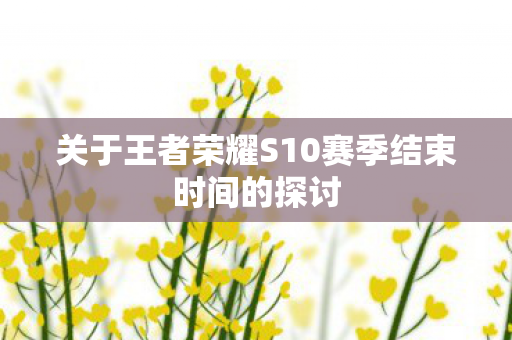 关于王者荣耀S10赛季结束时间的探讨图片