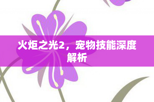 宠物技能深度解析图片