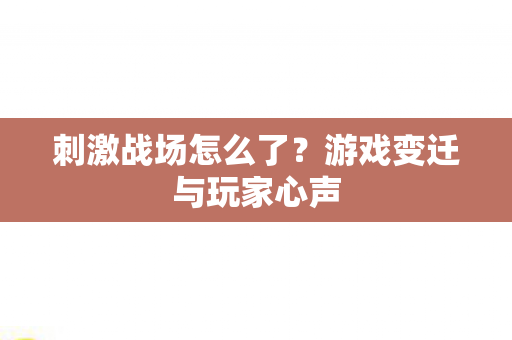 游戏变迁与玩家心声图片