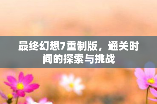 通关时间的探索与挑战图片