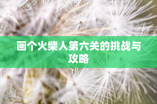 画个火柴人第六关的挑战与攻略图片
