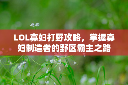 掌握寡妇制造者的野区霸主之路图片