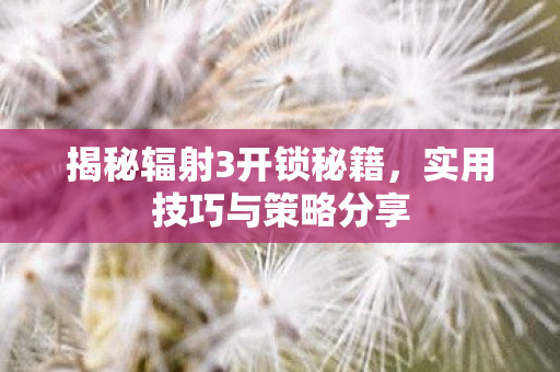 揭秘辐射3开锁秘籍图片