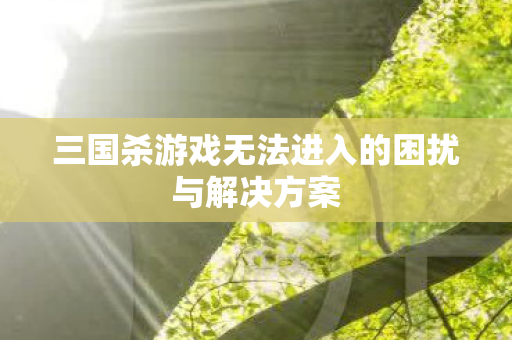 三国杀游戏无法进入的困扰与解决方案图片