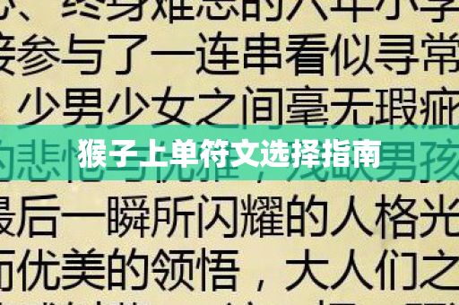 猴子上单符文选择指南图片