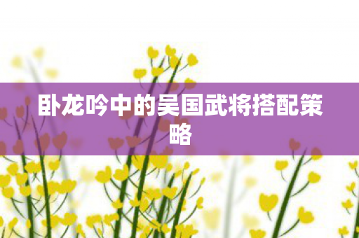 卧龙吟中的吴国武将搭配策略图片