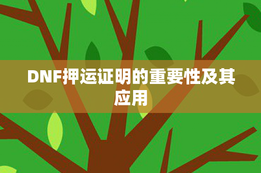 DNF押运证明的重要性及其应用图片