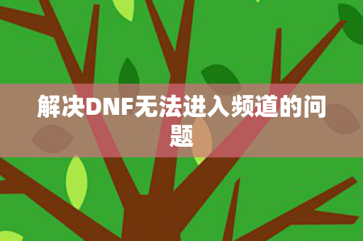解决DNF无法进入频道的问题图片