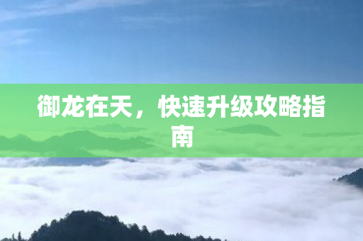 快速升级攻略指南图片