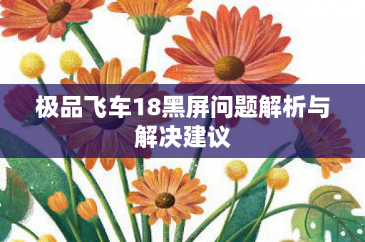 极品飞车18黑屏问题解析与解决建议图片