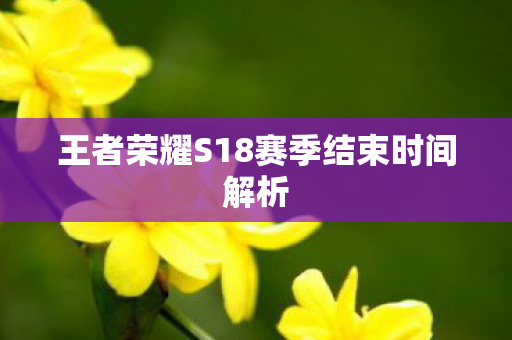 王者荣耀S18赛季结束时间解析图片