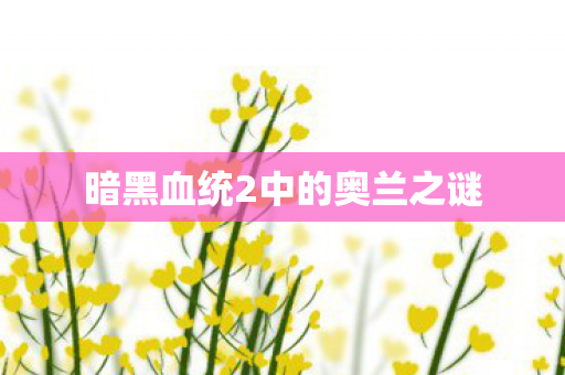 暗黑血统2中的奥兰之谜图片