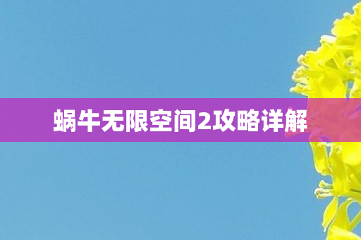 蜗牛无限空间2攻略详解图片