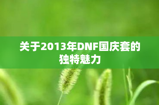 关于2013年DNF国庆套的独特魅力图片