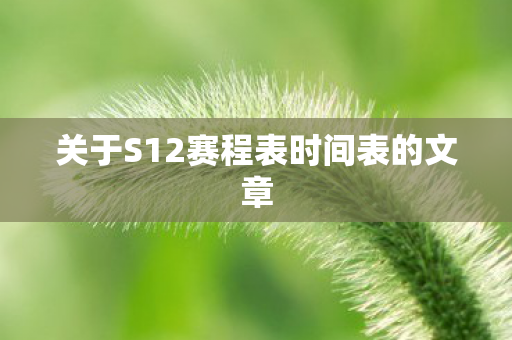 关于S12赛程表时间表的文章图片